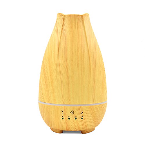 500ml Humidification Cool Mist Humidifier Ultrasonic Aroma Essential Oil Diffuser for Office Home Bedroom Living Room Study Yoga Spa - Wood Grain (Yellow) - B0793RX1XJ